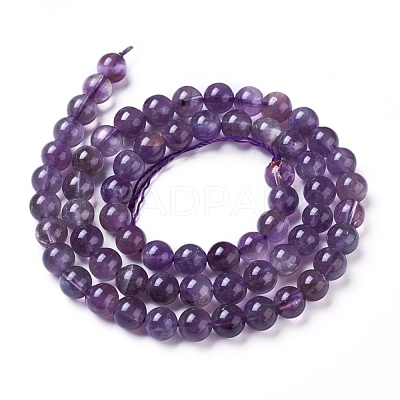 Natural Amethyst Round Bead Strands X-G-L170-6mm-03-1