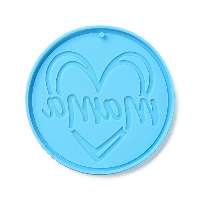 DIY Mother's Day Theme Flat Round Pendant Silicone Molds SIMO-H010-02J-1