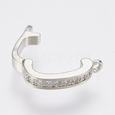 Brass Micro Pave Cubic Zirconia Fold Over Clasps ZIRC-F083-116P-RS-1
