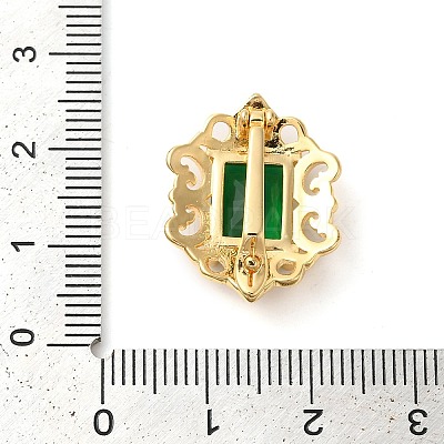 Brass with Glass Fold Over Clasps KK-G505-06G-1