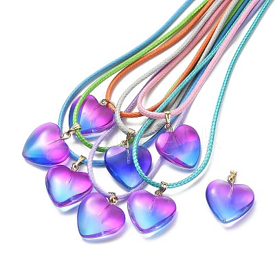 Two Tone Transparent Glass Pendants GLAA-YW0003-02B-1