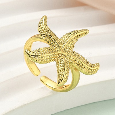 Brass Cuff Rings for Women RJEW-A083-01G-1