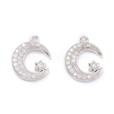 Rack Plating Brass Micro Pave Cubic Zirconia Pendants ZIRC-C026-05P-1