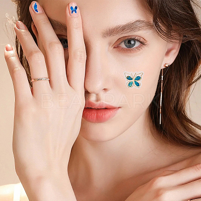 6 Sheets 2 Styles Butterfly Pattern PET Plastic Nail Art Stickers DIY-HS0002-06-1