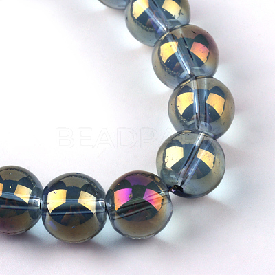 Electroplate Glass Beads Strands X-EGLA-Q062-8mm-A03-1