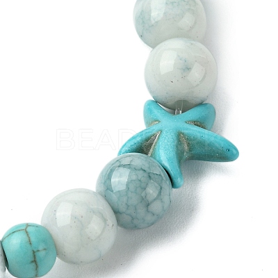 Synthetic Turquoise Beaded Stretch Bracelets for Women BJEW-TA00574-01-1