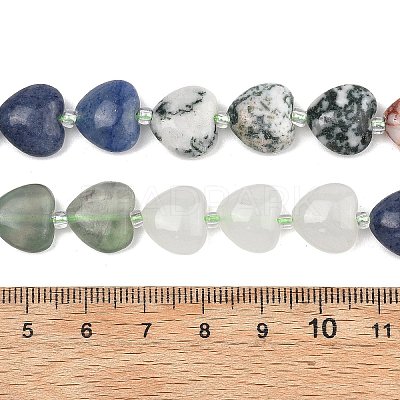 Gradient Color Natural Quartz & Fluorite & Tree Agate & Blue Aventurine & Red Netstone Beads Strands G-B185-A04-1
