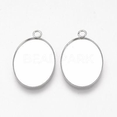 Tarnish Resistant 304 Stainless Steel Pendant Cabochon Settings X-STAS-T008-123-1