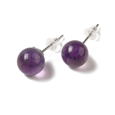 Natural Amethyst Stud Earrings X-G-B075-02P-04-1