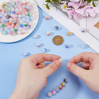 160Pcs 10 Colors Duotone Spray Painted Crackle Acrylic Beads OACR-DC0001-43-1