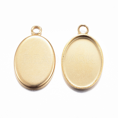 Ion Plating(IP) 304 Stainless Steel Pendant Cabochon Settings X-STAS-H383-12G-1