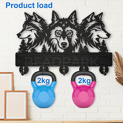 Wood & Iron Wall Mounted Hangers HJEW-WH0055-004-1