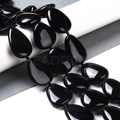 Natural Black Gemstone Beads Strands G-Q164-C01-02-1