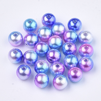Rainbow ABS Plastic Imitation Pearl Beads X1-OACR-Q174-6mm-06-1