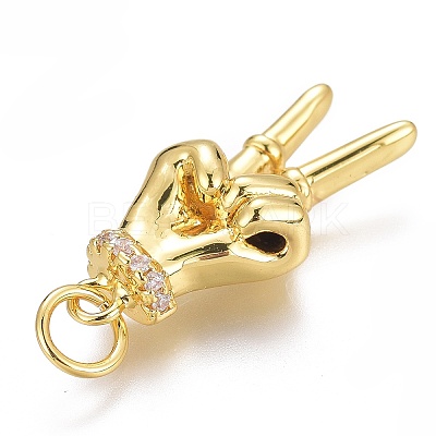 Brass Micro Pave Clear Cubic Zirconia ASL Pendants X-ZIRC-Z008-32G-1