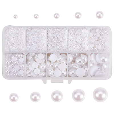 ABS Plastic Imitation Pearl Cabochons SACR-PH0007-09-1