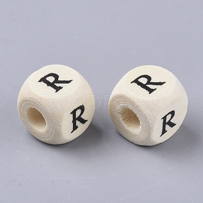 Printed Natural Wood Beads X-WOOD-T026-001R-1