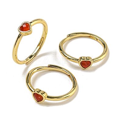 Heart Natural Mixed Stone Adjustable Rings RJEW-Q818-02G-1