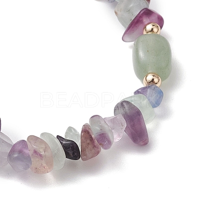 Natural Fluorite Chip & Cuboid Beaded Stretch Bracelets for Women BJEW-JB10808-05-1