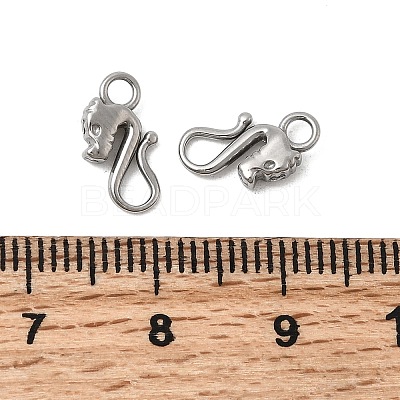 304 Stainless Steel Hook Clasps STAS-Z179-06P-1