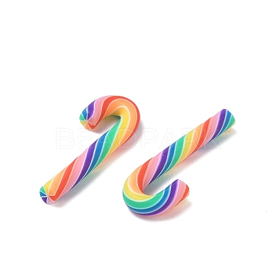 Christmas Candy Cane Handmade Polymer Clay Beads CLAY-P005-03B-06-1