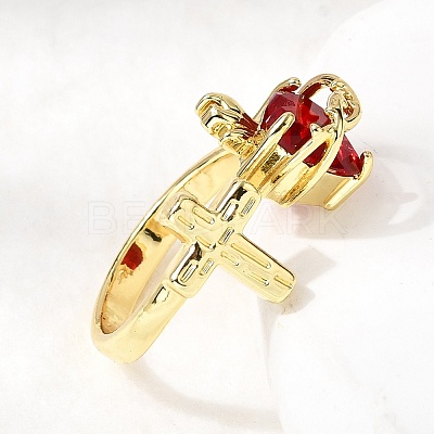 Glass Cuff Open Rings RJEW-P178-01E-G-1