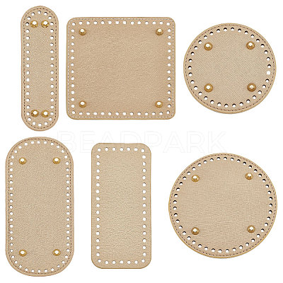 6Pcs 6 Style Flat Round PU Leather Knitting Crochet Bags Nail Bottom Shaper Pad DIY-PH0021-06C-1