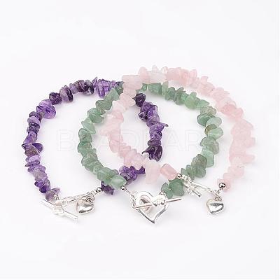 Natural Chip Gemstone Beaded Anklets AJEW-AN00153-1