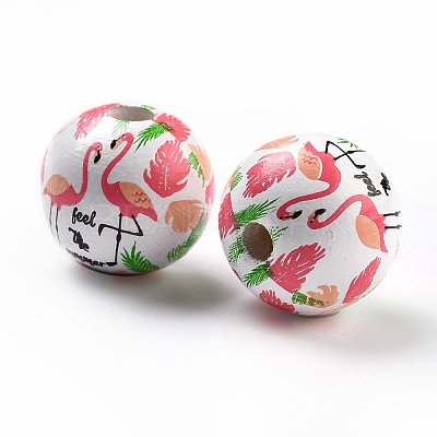Spray Painted European Schima Wood Beads WOOD-M004-08-1