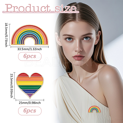 12Pcs 2 Styles Pride Month Enamel Pins JEWB-ME0001-32-1