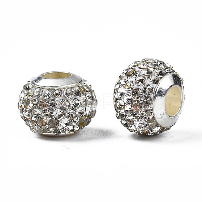 Handmade Polymer Clay Rhinestone European Beads RB-N053-001-12-1