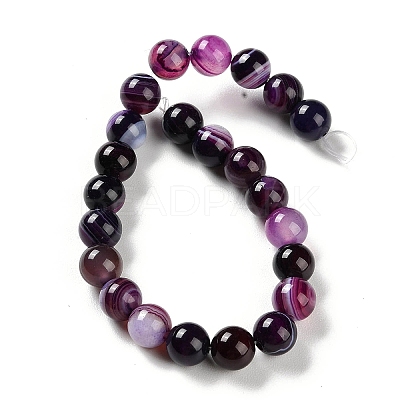 Natural Striped Agate/Banded Agate Beads Strands G-Z060-A01-B12-1