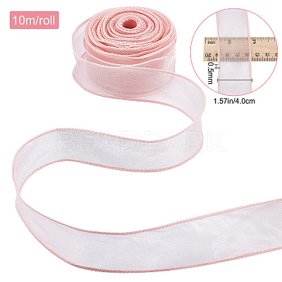 Polyester Ribbon, for Flower Gift Packing or Costume Decoration, Pink,  1-5/8 inch(40mm), about 10m/roll