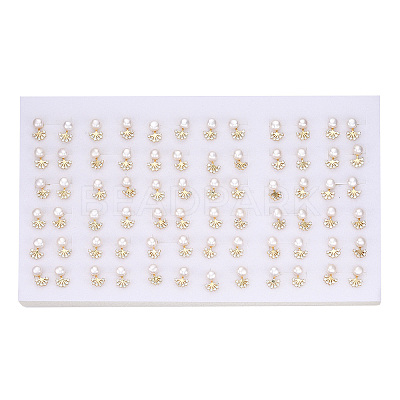 Clear Cubic Zirconia Tree of Life Stud Earrings with Natural Pearl PEAR-N020-06I-1