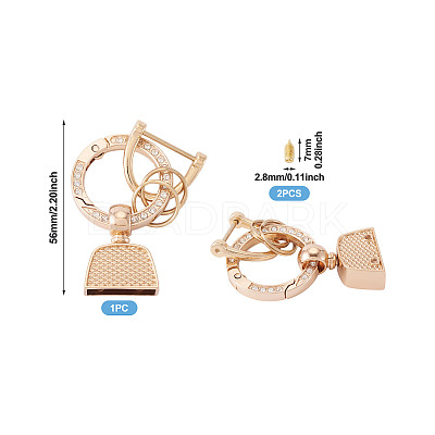 1Pc DIY Alloy Rhinestone Spring Gate Rings Keychains FIND-TA0008-54C-G-1