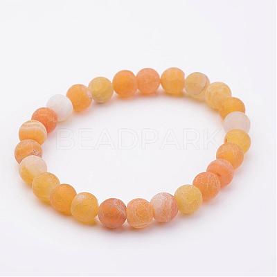 Natural Weathered Agate(Dyed) Stretch Beads Bracelets BJEW-JB02513-02-1