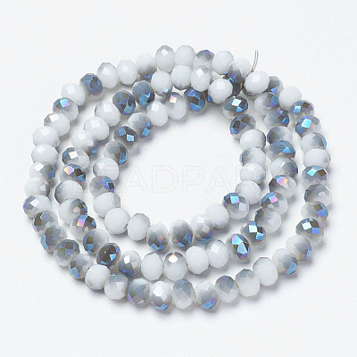 Electroplate Opaque Solid Color Glass Beads Strands X-EGLA-A034-P8mm-I10-1