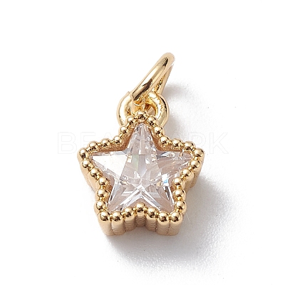 Rack Plating Brass Micro Pave Cubic Zirconia Charms KK-E003-32G-1