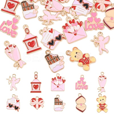 20Pcs 10 Styles Valentine's Day Alloy Enamel Pendants ENAM-YW0008-67-1