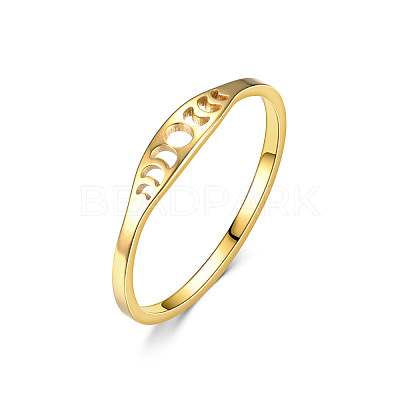 Hollow Moon Phase 304 Stainless Steel Finger Rings FS-WG454BE-05-1