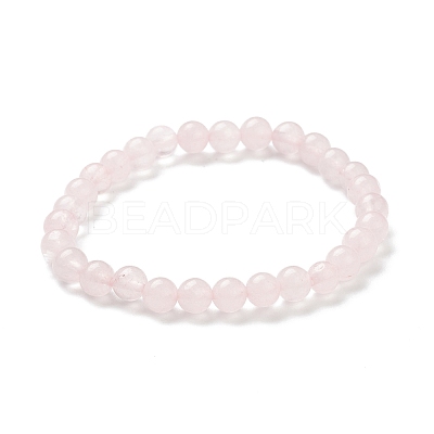 Natural Rose Quartz Beaded Stretch Bracelets BJEW-A117-B-11-1