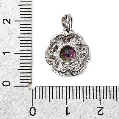 925 Sterling Silver  Moissanite Rhinestone Flower Charms STER-D308-01C-P-1