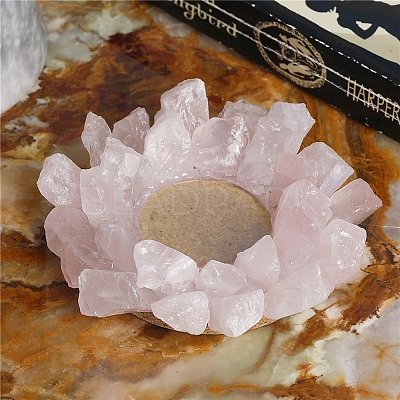 Natural Rose Quartz Candle Holders PW-WG74475-01-1