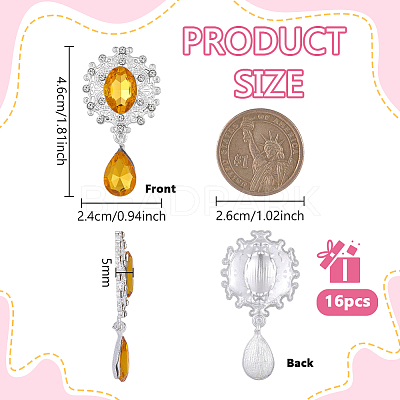 16Pcs Alloy Rhinestone Cabochons ALRI-FG0001-05E-1