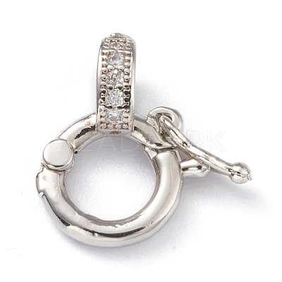 Brass Micro Pave Clear Cubic Zirconia Twister Clasps ZIRC-A014-07P-1