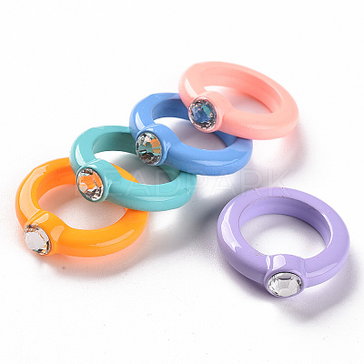 Opaque Acrylic Finger Rings RJEW-T016-06-1