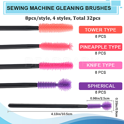 32Pcs 4 Styles Plastic & Silicone Eye Lashes Cosmetic Brushes AJEW-GF0010-51-1