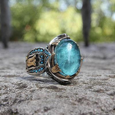 Oval Alloy with Glass Finger Rings FS-WG0E890-04-1