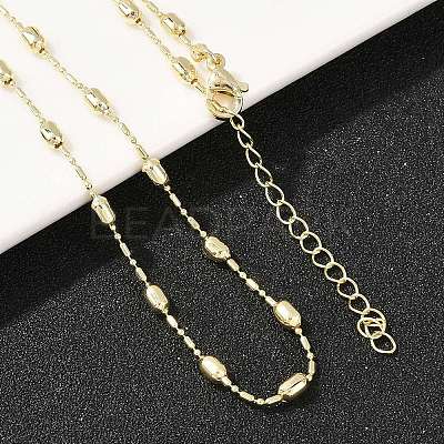Brass Oval Ball Chain Necklaces for Men Women NJEW-L012-03G-1