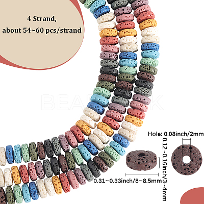 4 Strands Natural Lava Rock Beads Strands G-LT0001-01B-1
